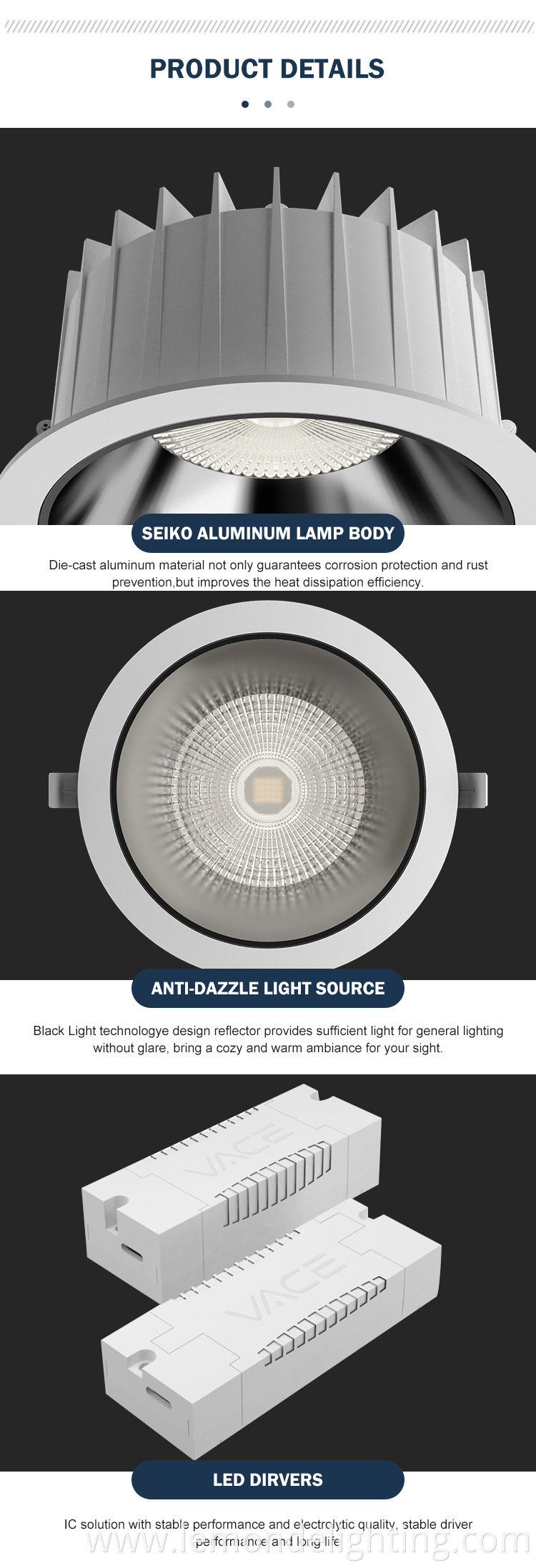 Industrial Aluminum Recessed Ceiling Light Downlight